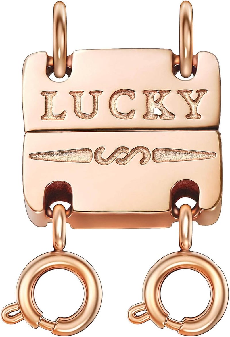 Qulltk Lucky Necklace Separator for Layering Strong Magnetic Clasps, 14K Gold and Silver Multiple Necklace Clasps for Layered Look - Image 1